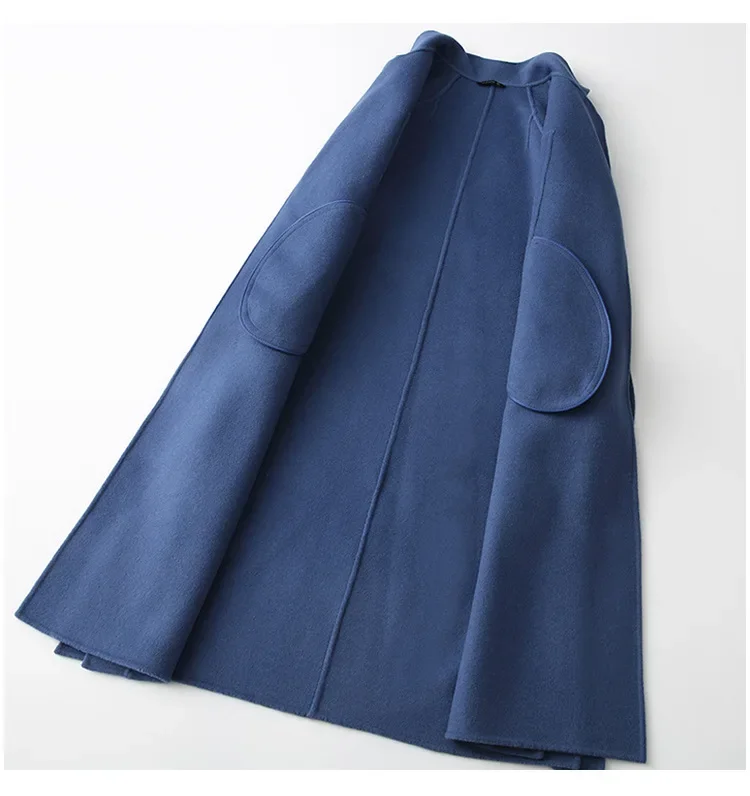 Women Double-sided Woolen Coat Medium Length Loose Off Shoulder Sleeves Long Coat Suitable for Spring Autumn Seasons Wool Coat