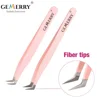 GEMERRY 1 PC Eyelash Tweezers With Fiber Tips Pink Professional Steel High Precision for Volume Fans Lashes Extensions Makeup 1
