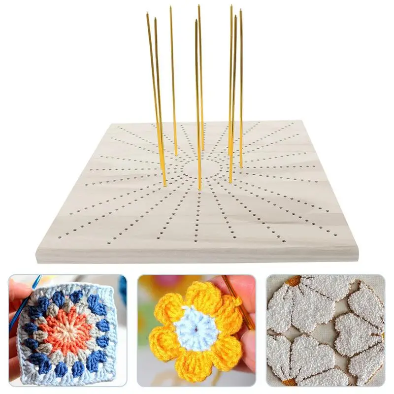 Wood Crochet Blocking Board Kit With Stainless Steel Pins For Knitting  Granny Squares Round Crochet Board Crafting Lovers Gifts - AliExpress