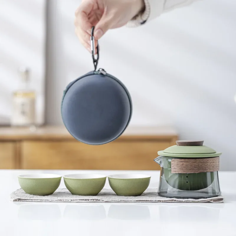 Ceramic Teapot and Tea Cup Set Kit Tea Making Travel Tea Set Portable ...