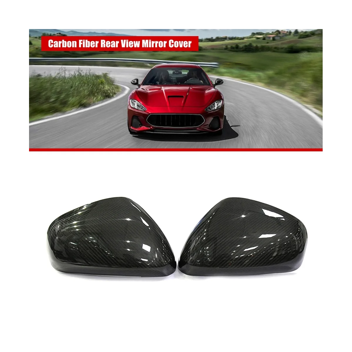 

Car Carbon Fiber Rear View Mirror Cover for Maserati Gran Turismo & Gran Cabrio Quattroporte Add on Style Mirror Caps