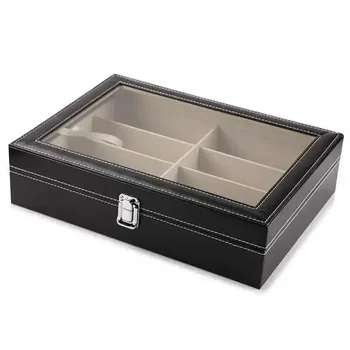 1pc Sunglass Organizer Faux Leather Eyeglasses Collector Eyewear Display Case Storage Box 6
