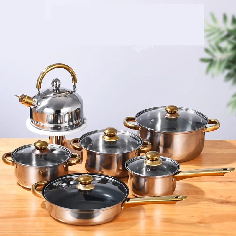 12 Pieces Of Stainless Steel Cookware Set 6 Kinds Of Kitchen Pot