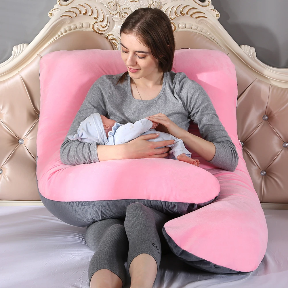 U-shaped Pillow Crystal Velvet Side Sleeping Cushion Napping Pad Pregnancy Women
