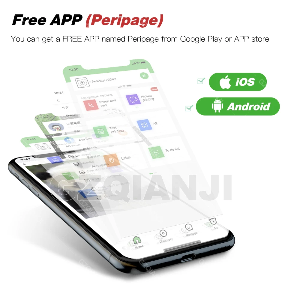 203/304DPI PeriPage A9 A9s A9Pro Portable Mini Thermal Printer Bluetooth Inkless Label Maker Sticker Photo Printer & Color Paper