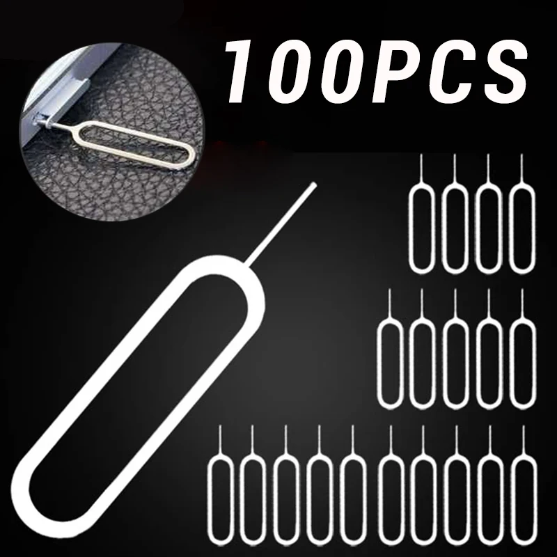 

100Pcs SIM Card Removal Needle Pins Pry Eject Sim Card Tray Open Needle Pin for IPhone Samsung Xiaomi Redmi Micro SD Card Tool