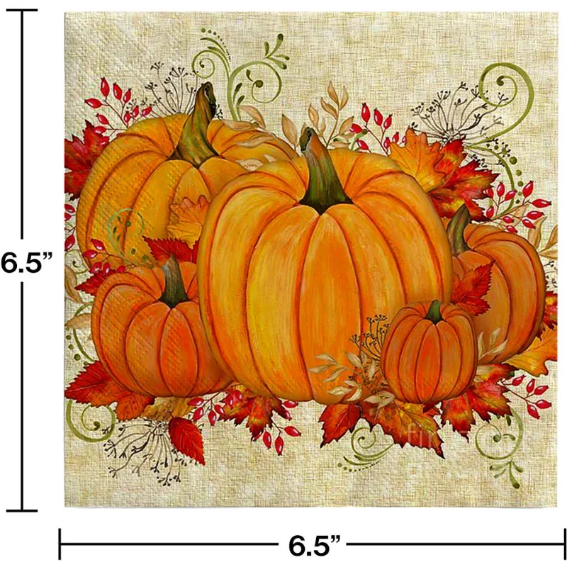 Fragrance Free Tissue Paper Festive Halloween Party Pumpkin Colourful Food Grade Printed Tissue Paper 33 Napkins 10/20pcs Paper Napkins Tissue Paper Decoration