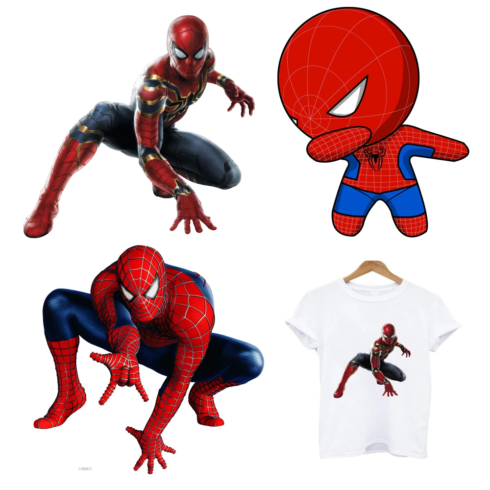 

Free Shipping 2Pcs/Lot Iron On Thermal Transfers Patches Ironing Applications For Clothing Spiderman Animation Fusible Stickers