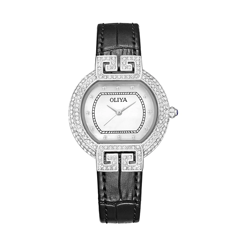 Pearl Fritillaria high-grade Zircon ladies watch Lucky star girl fashion waterproof leather ladies Decorative Quartz watch