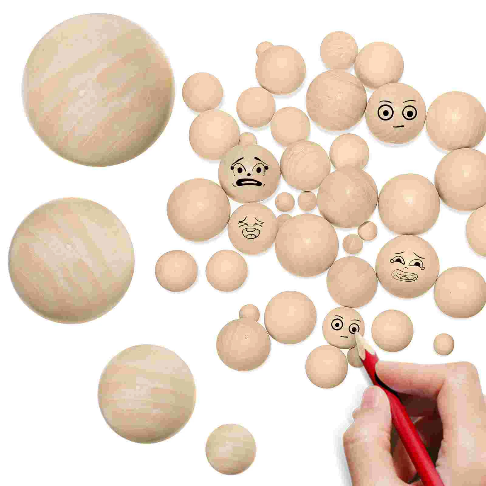 

40 Pcs Solid Wood Ball Accessories with Color Hemu Beads Practical Balls For Crafts Round Versatilen Wooden
