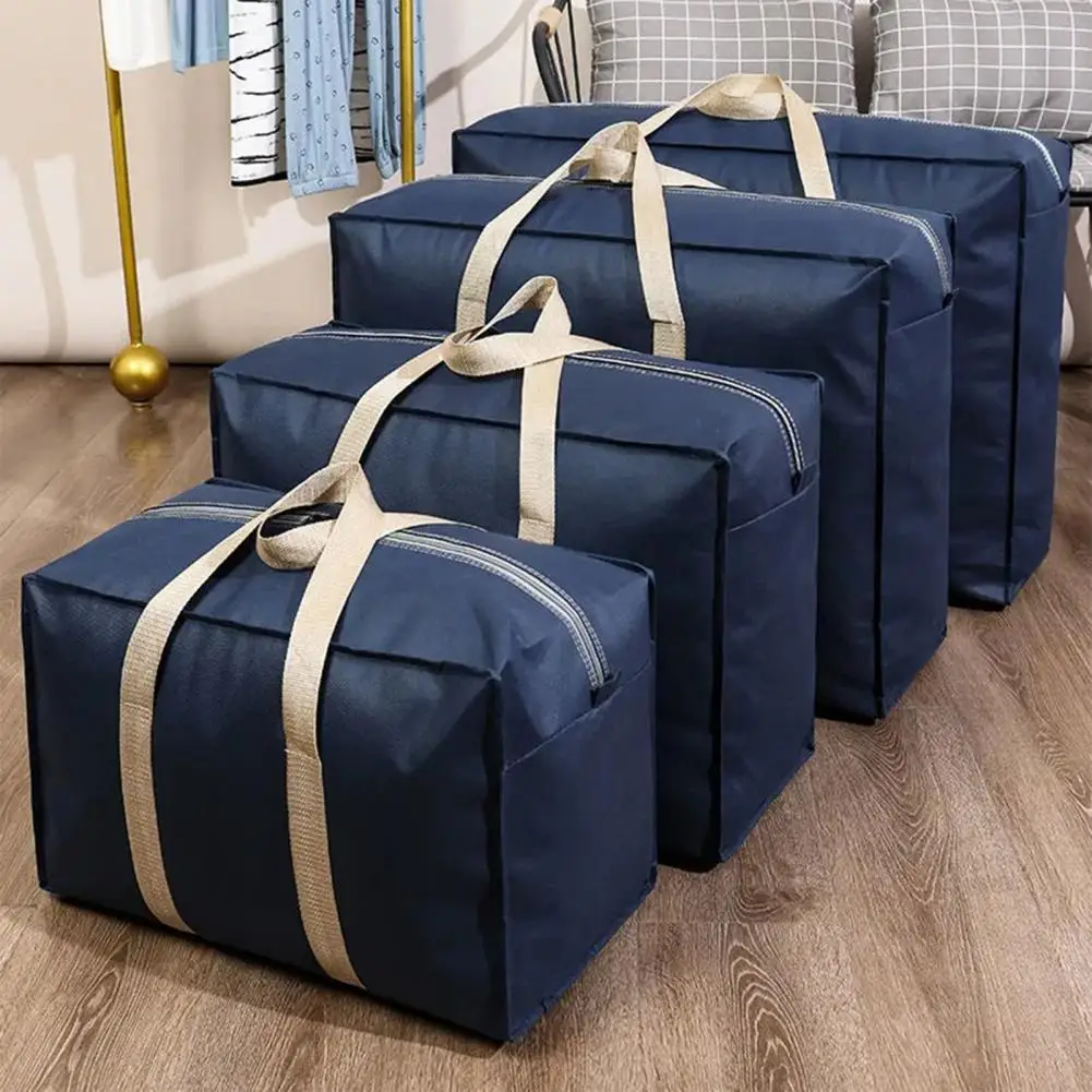 Quilt Storage Bag Smooth Zipper Folding Widen Handle Clothes Storage Pouch Large Capacity Oblong Shape Blanket Storage Bag 2