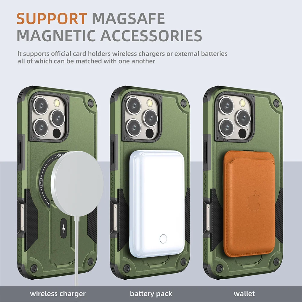 Durable Magnetic Wireless Charging Phone Case with Invisible Stand