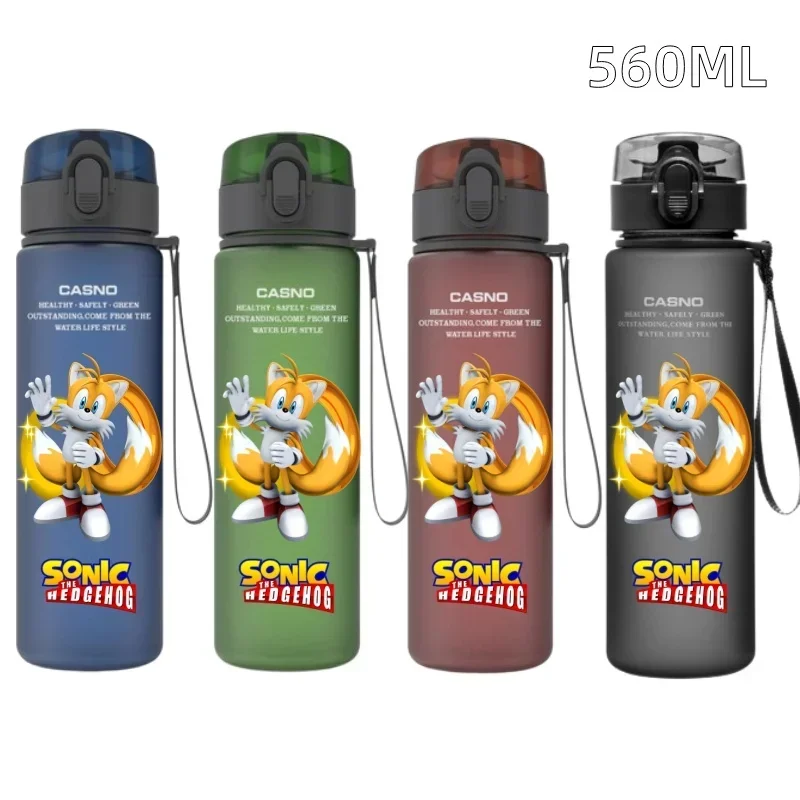thumbnail image 1 of Nuevo diseño 560ML Sonic Hedgehog azul negro plástico PC a prueba de fugas taza de agua portátil para viajes al aire libre deportes regalo de vacaciones para niños, 1 of 5