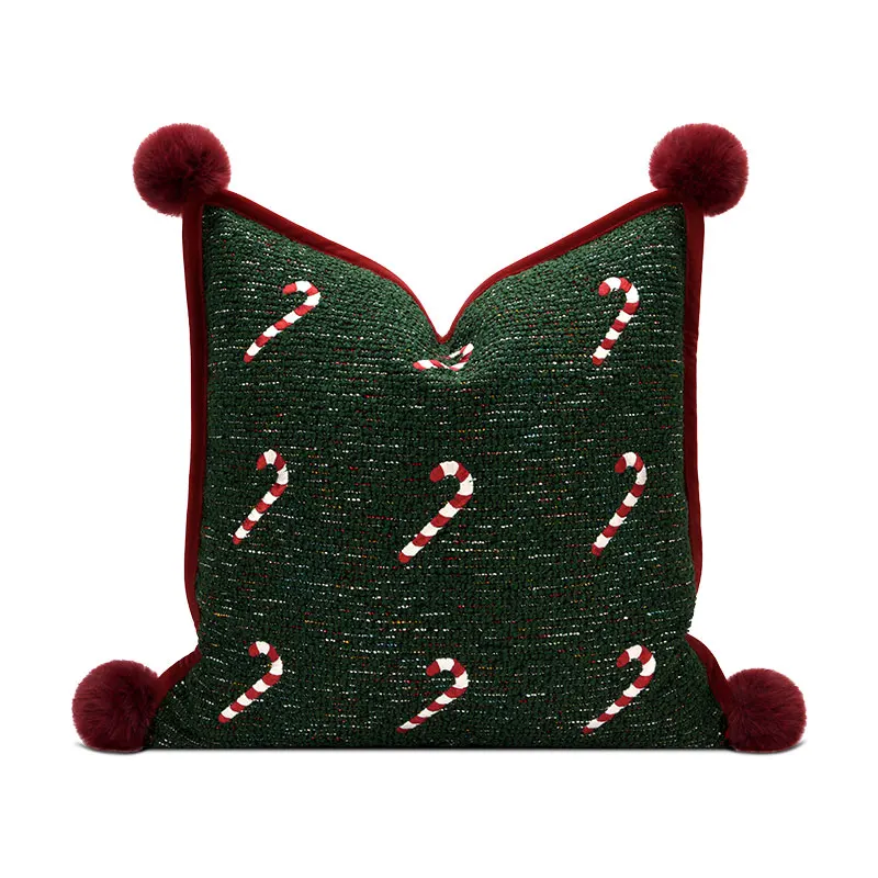 

Chrismtas Pillows Green Cushion Case Joyful Candy Decorative Pillow Cover For Sofa 45x45 Living Room Warm Happy Home Decoration