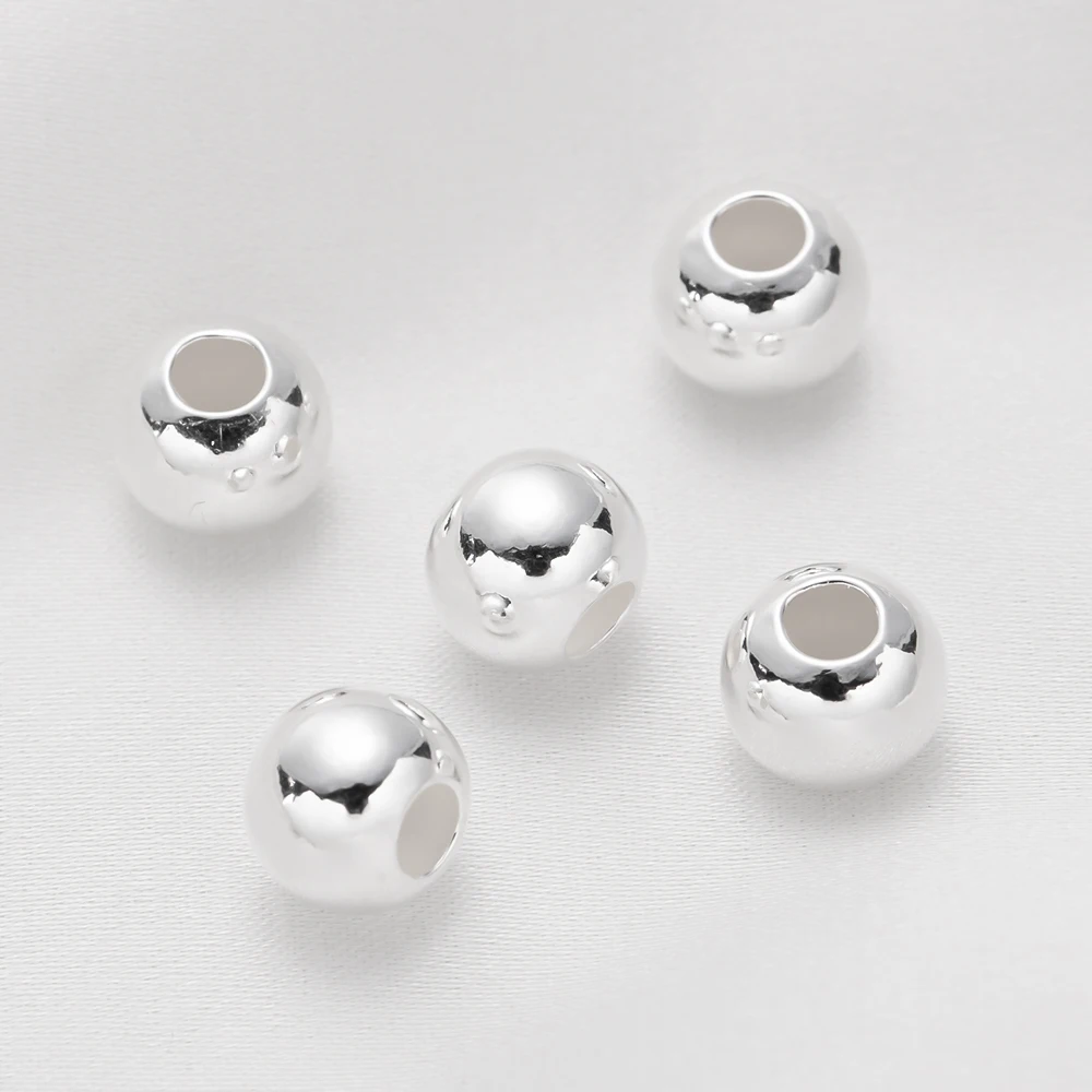 925 Sterling Silver 2-10MM Round Ball Spacer Loose Bead For DIY