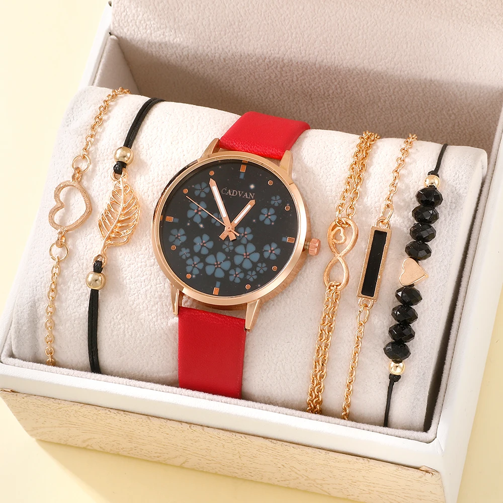 Elegant Leather Women's Watches with Alloy Bracelet