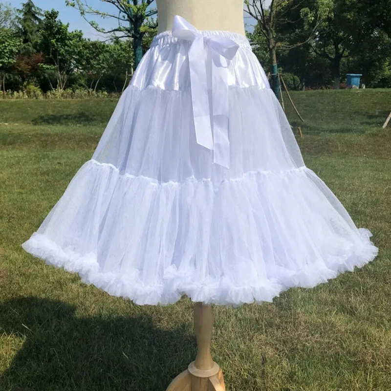 

55cm Plus Size Crinoline Hoopless Petticoat Tutu Lolita Skirt Cotton Underskirt Sensual Looking Fancy Clingy