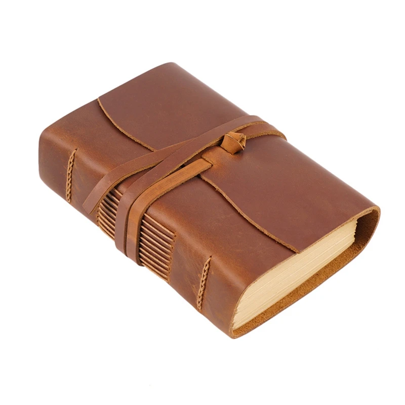 

Кожаный Блокнот ручной работы, коричневый толстый Дневник для путешествий, фотоальбом с веревкой