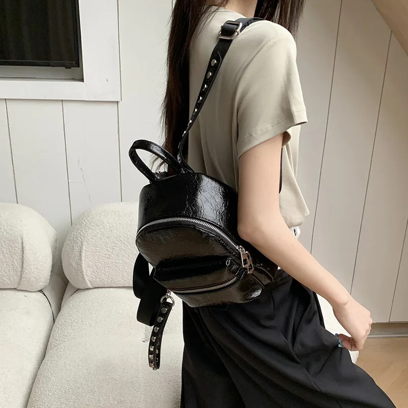 Stylish Small Backpack for Women with Rivet Accents for Daily Commuting