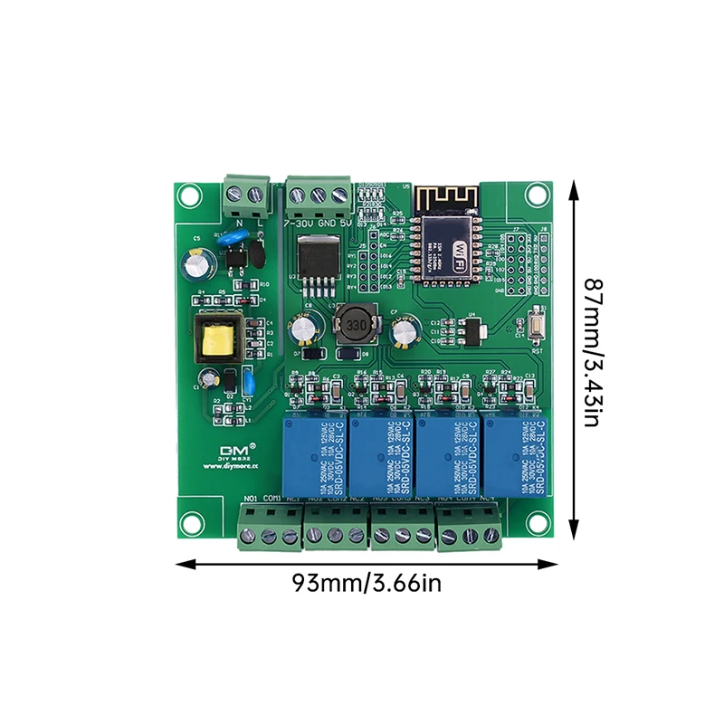 รูปสินค้า โมดูลรีเลย์ WiFi 4 ช่อง ESP8266 ควบคุมไฟฟ้าไร้สาย