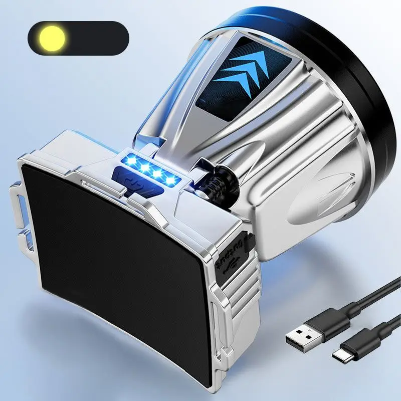 

Супер яркий Перезаряжаемый налобный фонарь, портативный фонарь со встроенной батареей, высокомощный яркий фонарь, внешний налобный фонарь для кемпинга