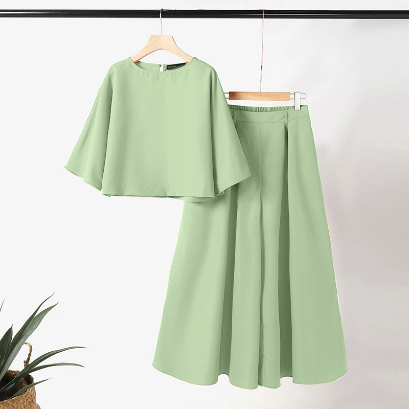 تُقدم ZANZEA طقمًا نسائيًا صيفيًا مكونًا من قطعتين...