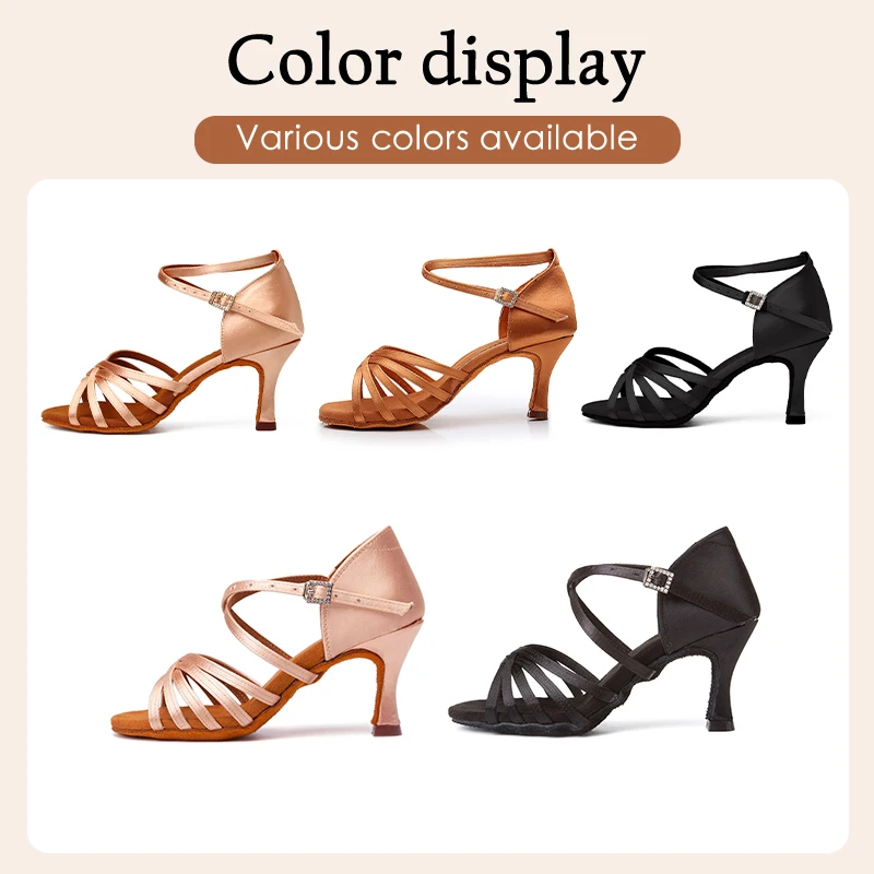 Ballroom Latin Dance Shoes for Women Girls Ladies Tango Salsa High Heels Dancing Shoes Indoor Satin Silk 7/5CM dance shoes