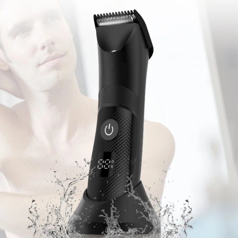 Men Intimate Hair Trimmer for Groin Area & Pubic Hair Waterproof Wet/Dry 3