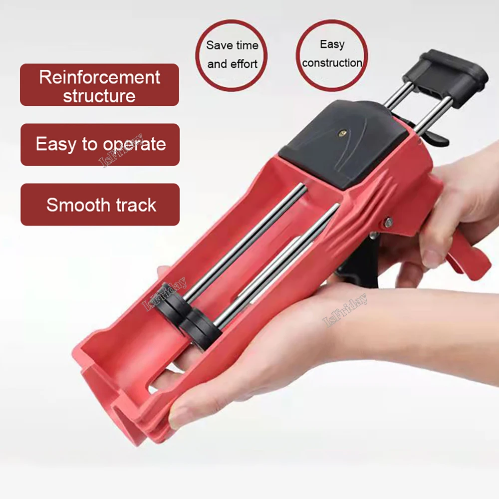 Caulking Gun 400ml Steel Dual Component Cartridge Gun Applicator Hydraulic Manual Handheld Caulk Glue Gun Ceramic Tile Seam Home Repair