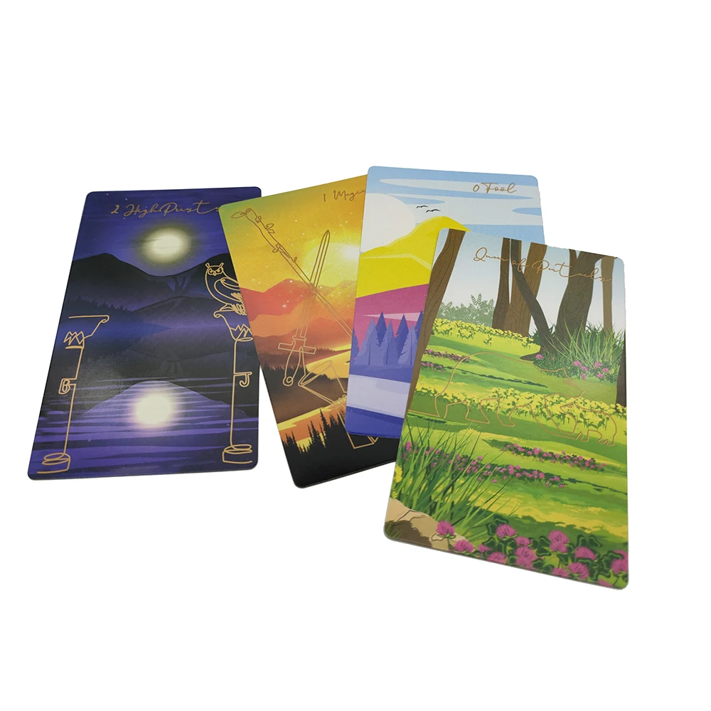 12×7CM Linescape Tarot Evolution , Narrow Line and Wide Landscape .NoStamping the line with GOLD FOIL with Guide Book 2