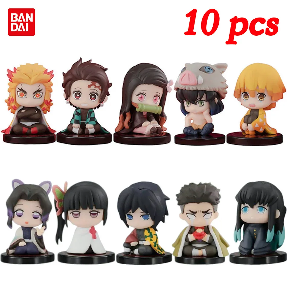 Q Version Demon Slayer Ghost Doll Tanjiro Nidouzi Inosuke Zenizu Figure 10pcs Set