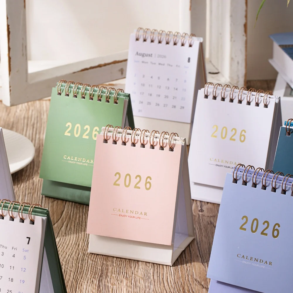 2026 Mini Morandi Color Calendar Small Desk Calendar Memo Planner Desktop Decoration & Office Stationery Supplies