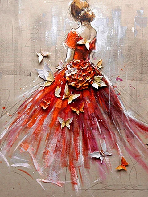 SHEGZHUC Lot de 4 peintures diamant 30 x 40 cm Ballerine