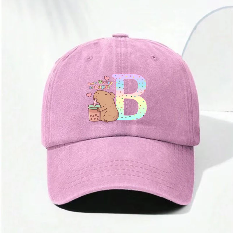 Charming Capybara Alphabet Baseball Cap – Summer Adjustable Sun Hat