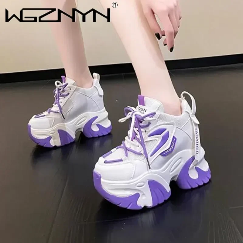 Fashion Sneakers For Women 11CM Platform Chunky Casual Shoes Autumn Woman Tenis Female Walking Trainers Thick Sole