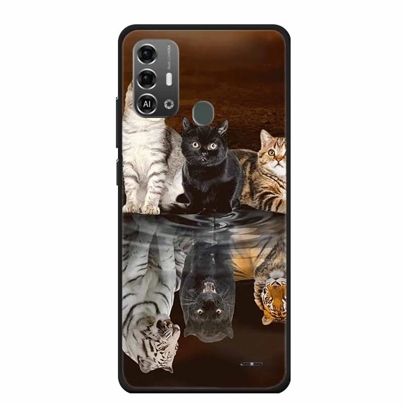Lovely Soft TPU Painted Cat Silicone Cover - Protective Phone Case Accessory