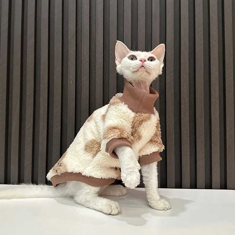 thumbnail image 1 of Ropa para gatos Sphynx Abrigo de oso de dibujos animados para Devon en invierno Sudadera suave y cálida de manga larga para gatitos, 1 of 5