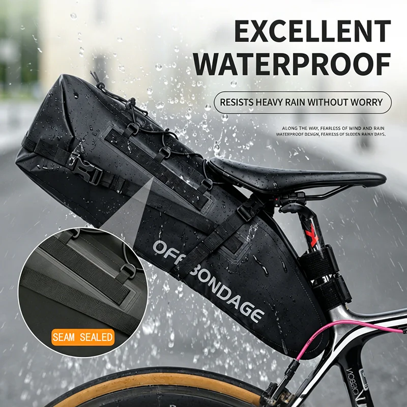 자전거 안장 가방 15L 대용량 자전거 리어 새들백 방수 내마모성 사이클링 테일 러기지 MTB 로드 여행용 자전거