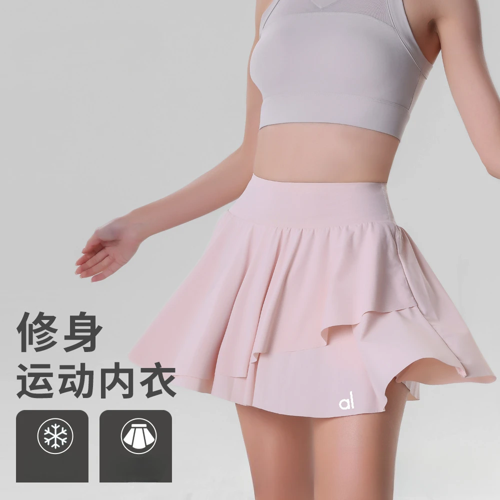 

AL Yoga Short Skirt Women Anti Expose Golf Skirt Fitness Shorts High Waist Lifting Hips Breathable Sports Running Skirt Yoga Gym