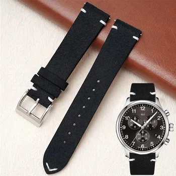 Vintage Brown Suede Strap 20mm 22mm Women Men Quick Release Handmade Genuine Leather Smart Watch Band Bracelet for Huawei GT 4 3