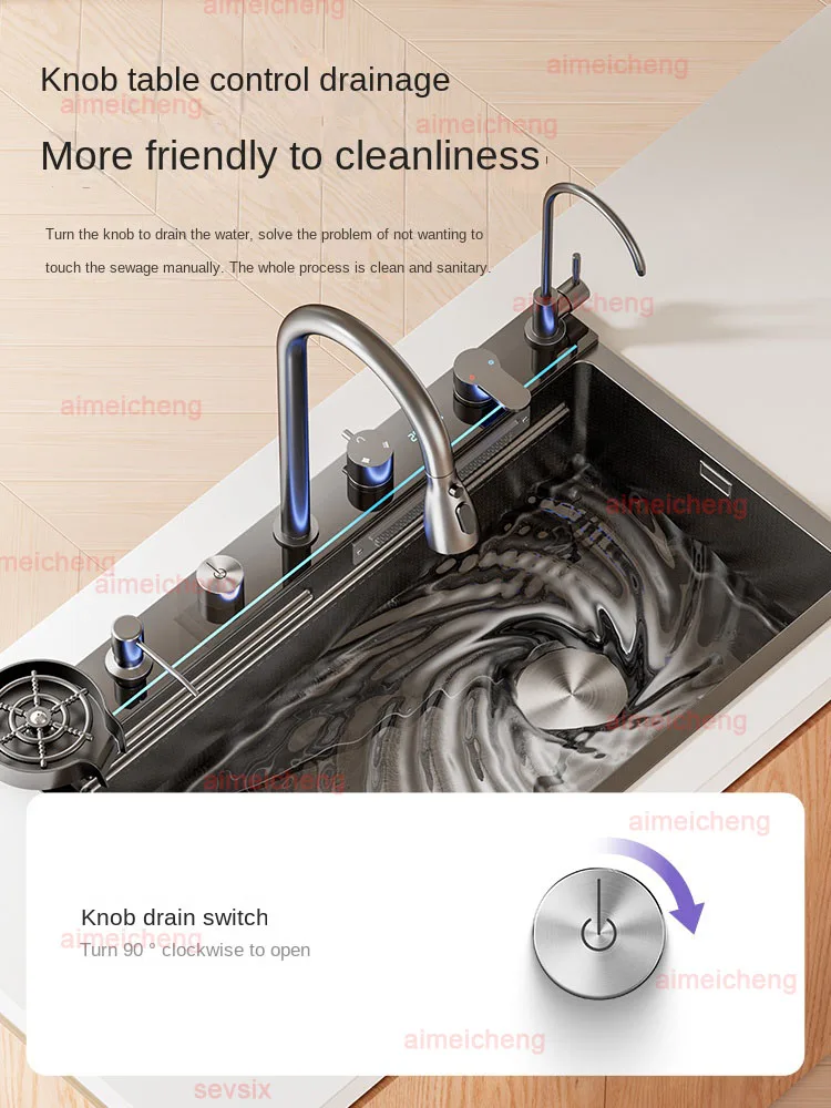 Neptune Star Whale Rain Vegetable Washing Basin Large Single Slot Thickened 304 Stainless Steel Sink Kitchen Household Dish Sink 2
