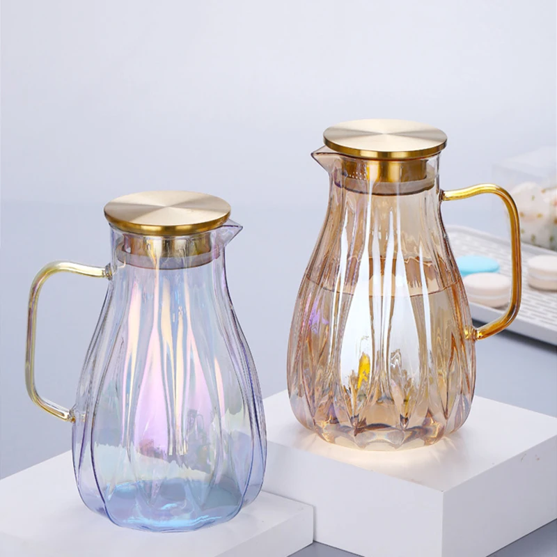 High Quality Clear 1800ml Water Storage Glass Pitcher Jug Glass Carafe Set  with Bamboo Tray and Cups - China Glassware and Water Jug price