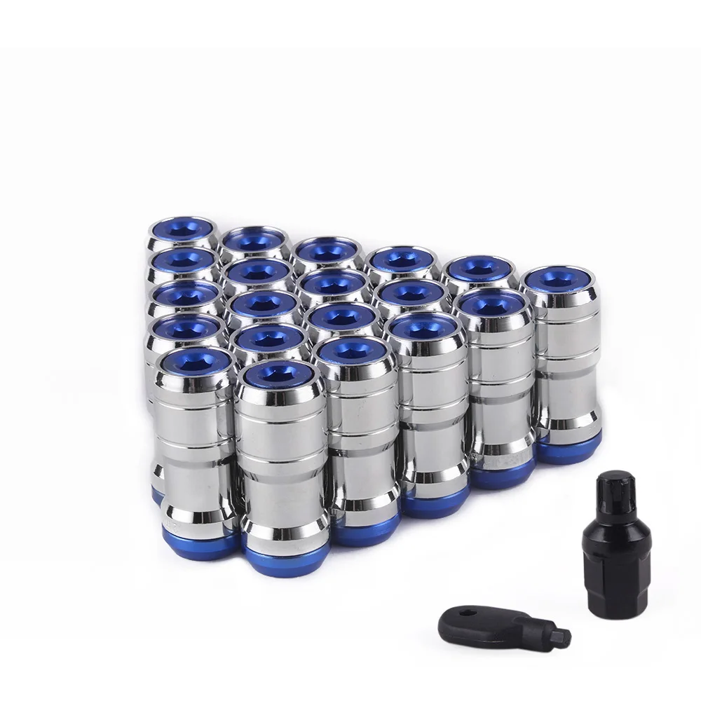 Car Accessories Wheel Nut Caps Auto Fasteners Auto Accessories Wheel Nut Covers Bolt Nut Covers Wheel Bolt Lock Volk Racing Concealed Heptagon Formula Steel Wheels Lock Lug Nuts Acorn Rim Close End M12x1.25 M12x1.5 Burning Blue 20Pcs/Set
