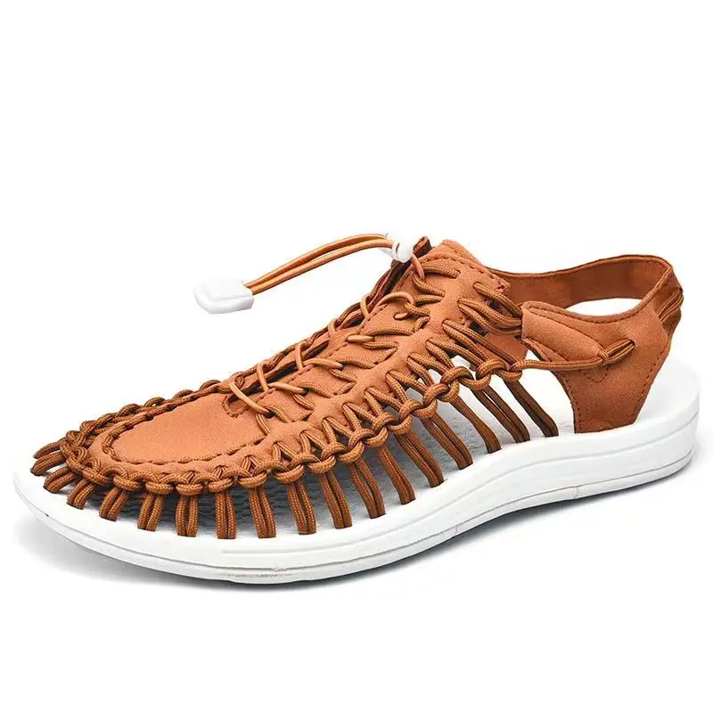 

2023 Summer Men Casual Breathable Mesh Shoes Women Slippers Non-Slip Outdoor Hiking Shoes Zapatos Hombre Woven Colorful Sandals