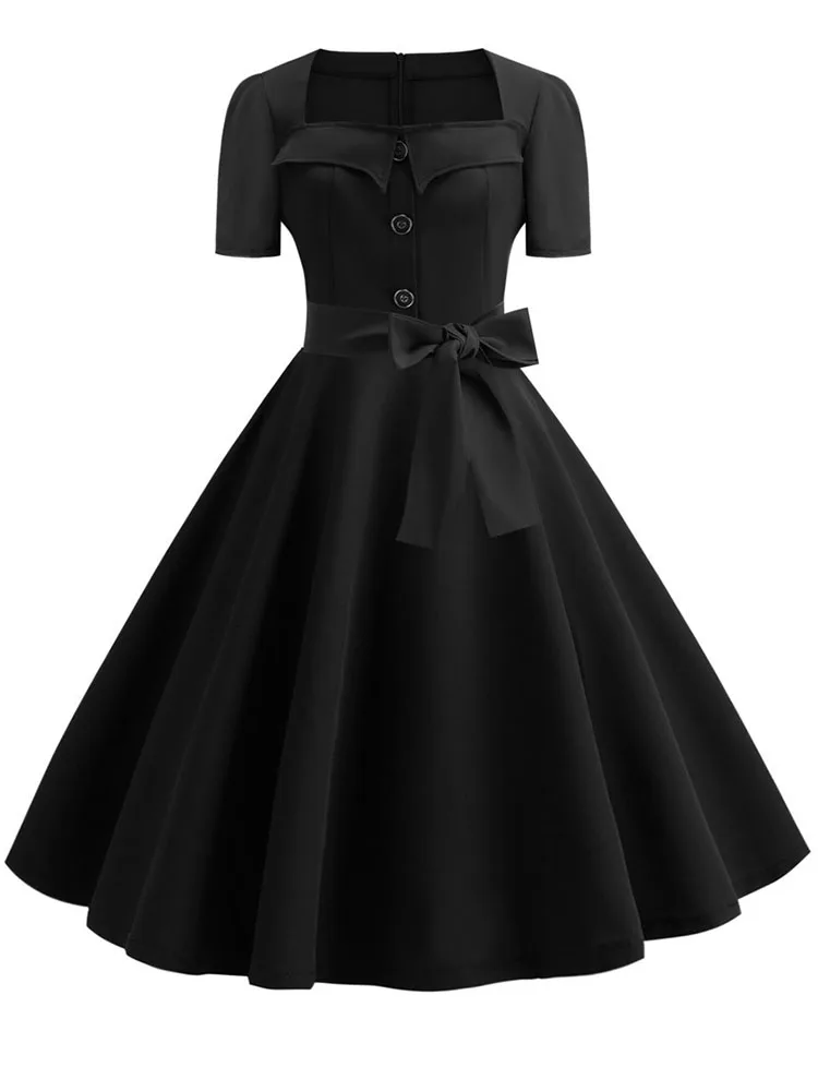 Women Vintage Dress Summer 50s 60s Retro Pin Up Swing