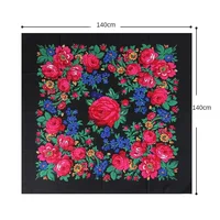 140x140CM Printed Square Scarf for Women Chinese Retro Style Uitable for All Seasons Shawl Handkerchief Babushka Hijab Head Wrap 2