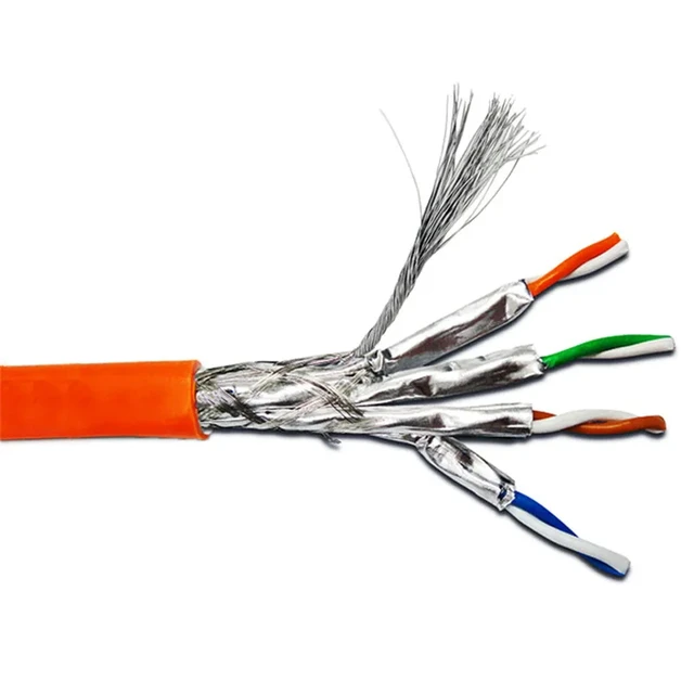 Ethernet Cable Cat 7 Network Wire Double Shield Lszh 10g 600mhz Orange Cat7  Sftp Installation Cable Rj45 23awg 0.57mm Copper - Ethernet Cables -  AliExpress