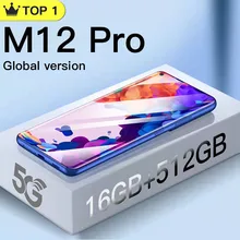 Global Version M12 Pro Smartphones 5G Phone 16+1T Cellphone 10Core Mobile Phones Andriod10 6000mAh Gaming Phone Face ID Call