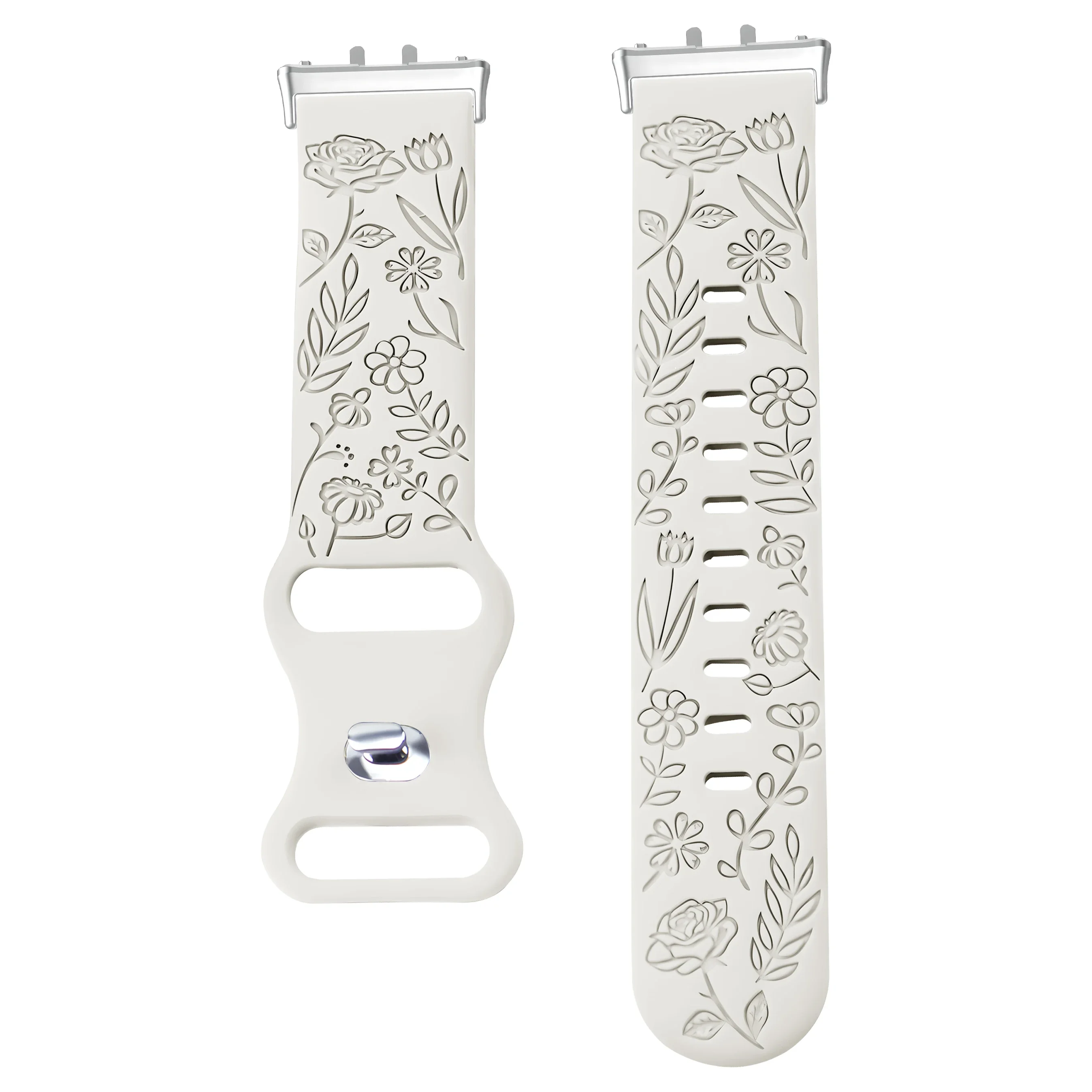 Floral Design Silicone Engraving Watch Strap Bracelet