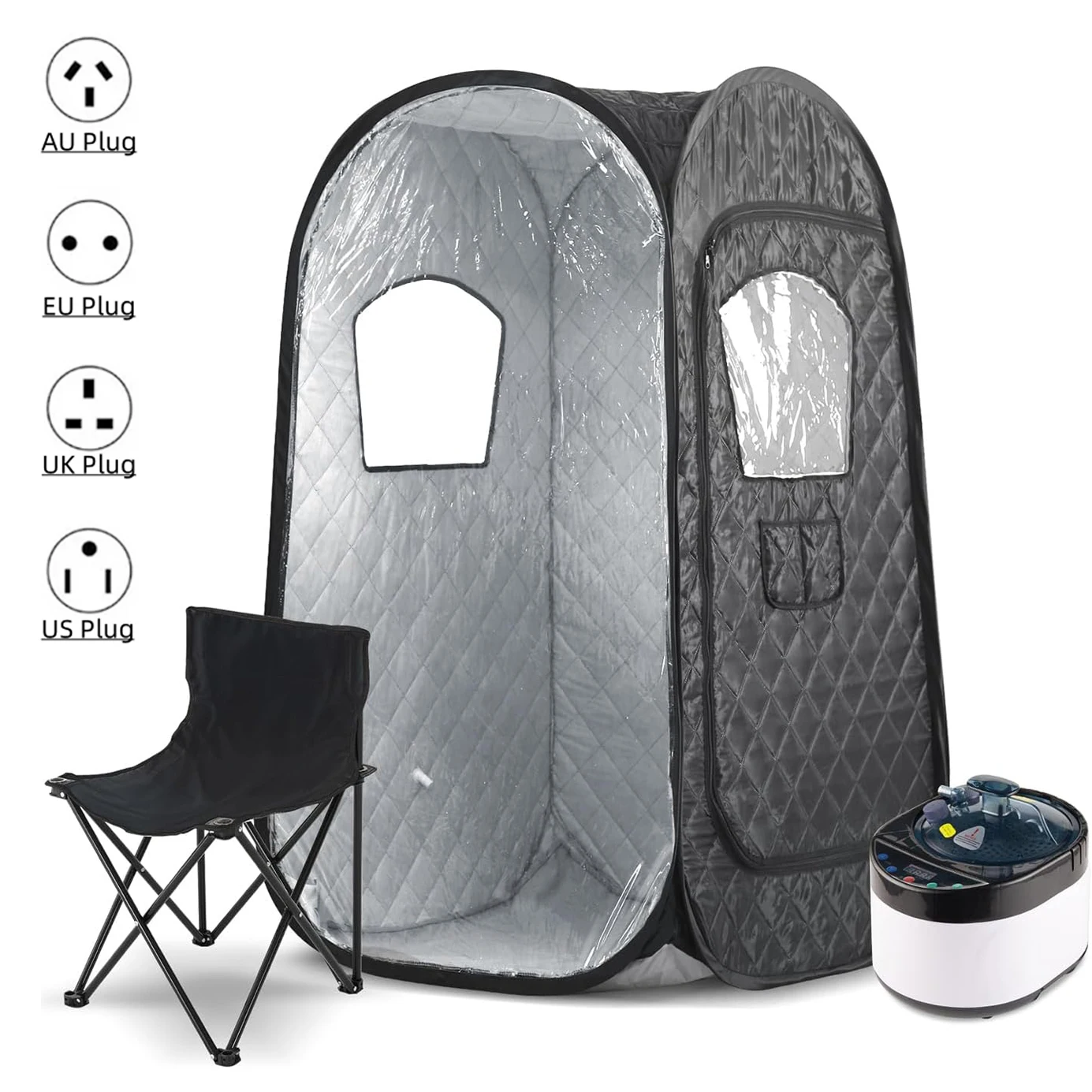 Portable Steam Sauna Tent with 4L 1500W Steamer, Foldable Chair Home Sauna Spa Tent for Detox Relaxation One Person Sauna Box